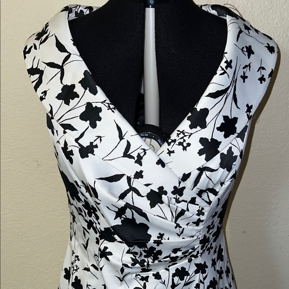 Kay Unger Black and White Floral Dress